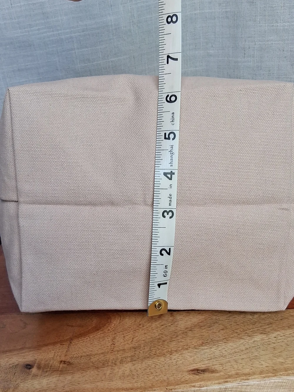 Trader Joe's Striped Mini Canvas Tote Bag Tan